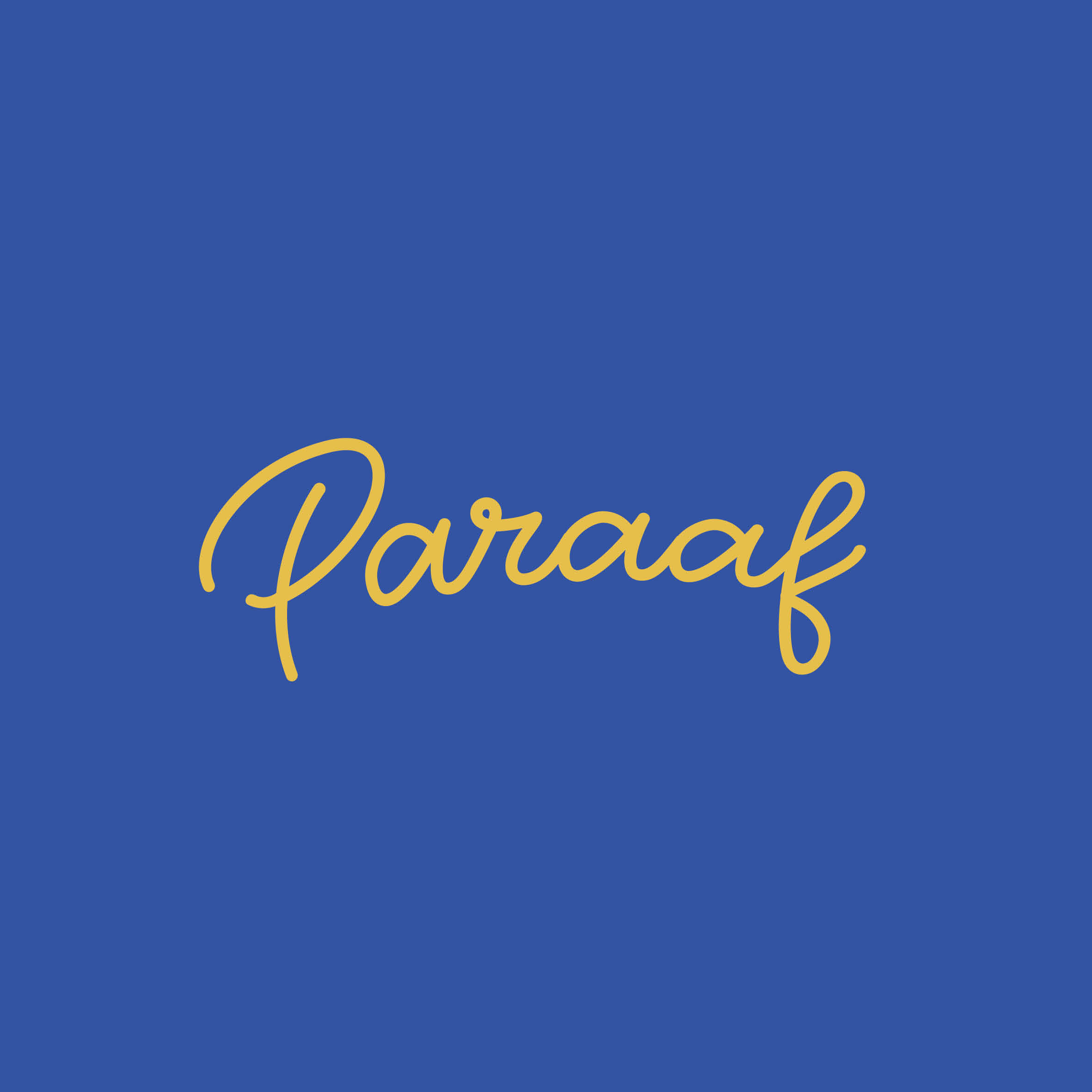 Logo van Paraaf met een geel lettertype en blauwe achtergrond